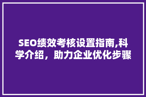 SEO绩效考核设置指南,科学介绍，助力企业优化步骤