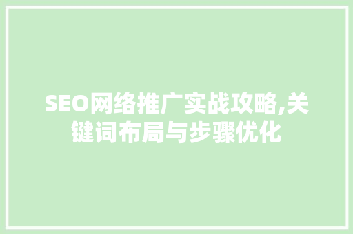 SEO网络推广实战攻略,关键词布局与步骤优化