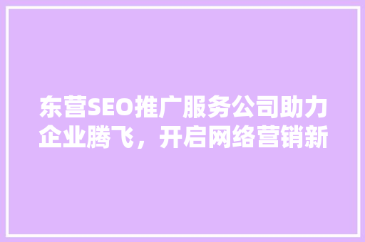 东营SEO推广服务公司助力企业腾飞，开启网络营销新篇章