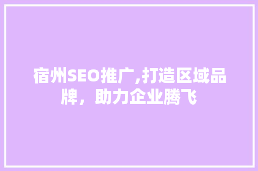 宿州SEO推广,打造区域品牌，助力企业腾飞