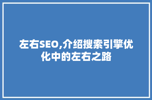 左右SEO,介绍搜索引擎优化中的左右之路