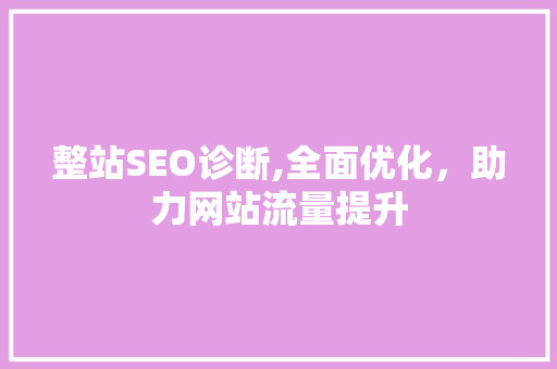 整站SEO诊断,全面优化，助力网站流量提升