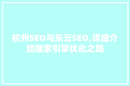 杭州SEO与乐云SEO,详细介绍搜索引擎优化之路