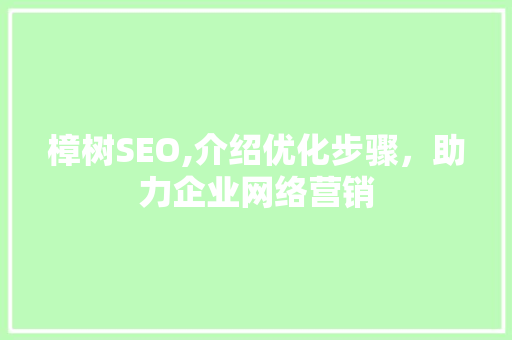 樟树SEO,介绍优化步骤，助力企业网络营销