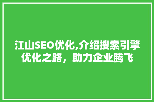 江山SEO优化,介绍搜索引擎优化之路，助力企业腾飞