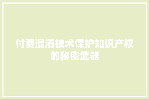 付费混淆技术保护知识产权的秘密武器