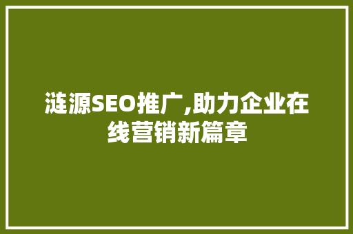 涟源SEO推广,助力企业在线营销新篇章