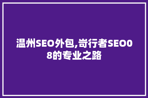 温州SEO外包,岢行者SEO08的专业之路