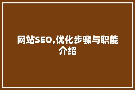 网站SEO,优化步骤与职能介绍
