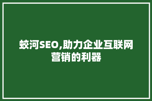 蛟河SEO,助力企业互联网营销的利器  第1张
