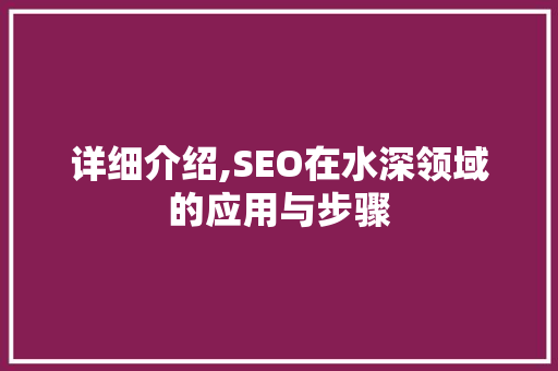 详细介绍,SEO在水深领域的应用与步骤