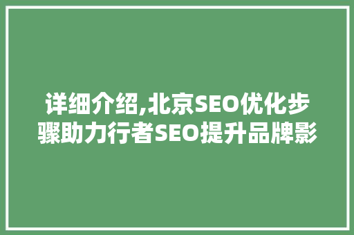 详细介绍,北京SEO优化步骤助力行者SEO提升品牌影响力  第1张