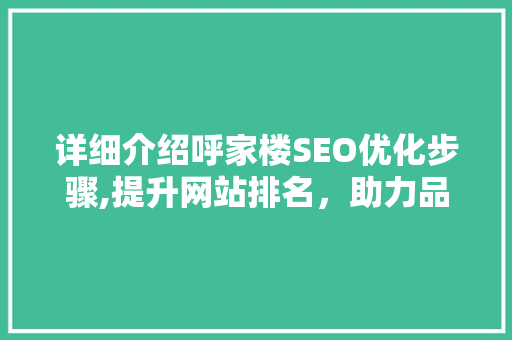 详细介绍呼家楼SEO优化步骤,提升网站排名，助力品牌腾飞