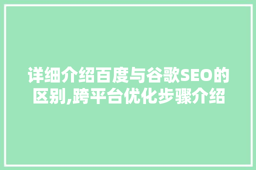 详细介绍百度与谷歌SEO的区别,跨平台优化步骤介绍