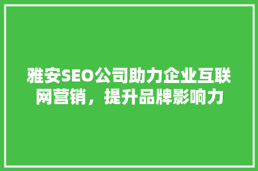 雅安SEO公司助力企业互联网营销，提升品牌影响力