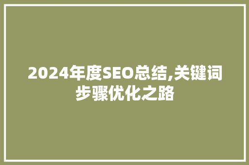 2024年度SEO总结,关键词步骤优化之路  第1张