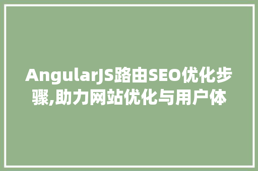 AngularJS路由SEO优化步骤,助力网站优化与用户体验提升