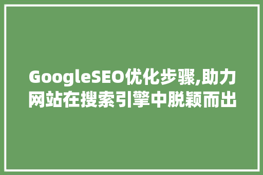 GoogleSEO优化步骤,助力网站在搜索引擎中脱颖而出