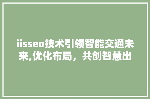 iisseo技术引领智能交通未来,优化布局，共创智慧出行新篇章  第1张