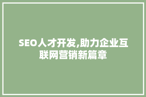 SEO人才开发,助力企业互联网营销新篇章