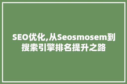 SEO优化,从Seosmosem到搜索引擎排名提升之路