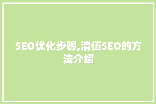 SEO优化步骤,清伍SEO的方法介绍