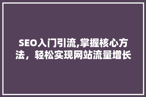 SEO入门引流,掌握核心方法，轻松实现网站流量增长