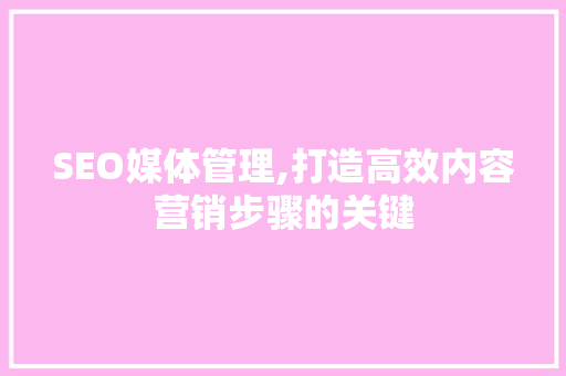 SEO媒体管理,打造高效内容营销步骤的关键