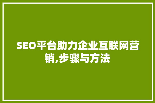 SEO平台助力企业互联网营销,步骤与方法