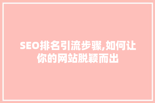 SEO排名引流步骤,如何让你的网站脱颖而出  第1张