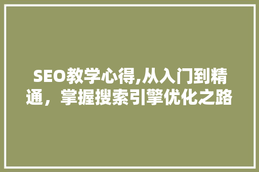 SEO教学心得,从入门到精通，掌握搜索引擎优化之路