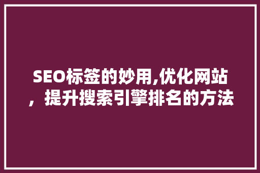 SEO标签的妙用,优化网站，提升搜索引擎排名的方法