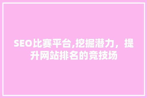 SEO比赛平台,挖掘潜力，提升网站排名的竞技场