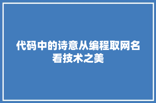 代码中的诗意从编程取网名看技术之美  第1张