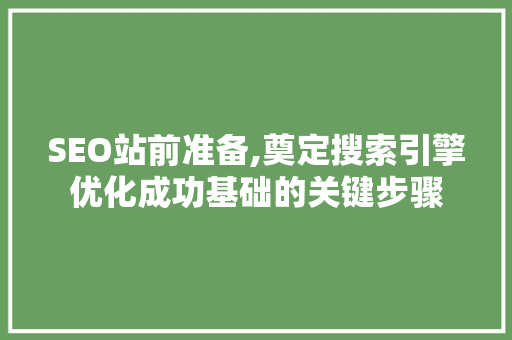 SEO站前准备,奠定搜索引擎优化成功基础的关键步骤  第1张
