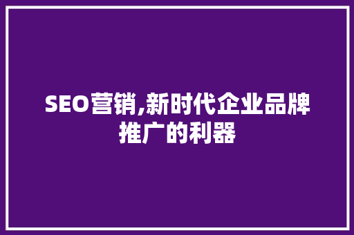 SEO营销,新时代企业品牌推广的利器  第1张