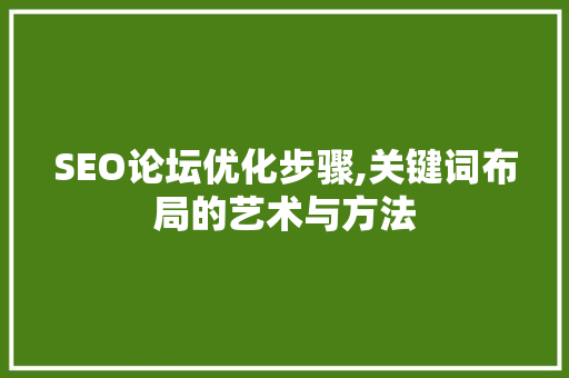 SEO论坛优化步骤,关键词布局的艺术与方法  第1张