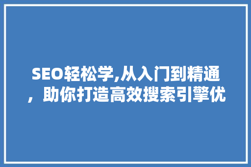 SEO轻松学,从入门到精通，助你打造高效搜索引擎优化步骤  第1张