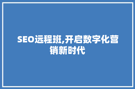 SEO远程班,开启数字化营销新时代