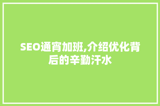 SEO通宵加班,介绍优化背后的辛勤汗水