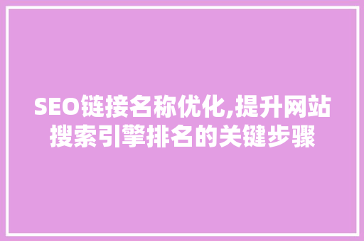 SEO链接名称优化,提升网站搜索引擎排名的关键步骤