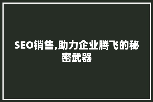 SEO销售,助力企业腾飞的秘密武器