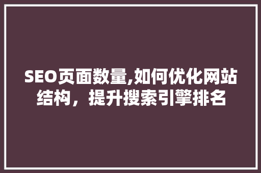 SEO页面数量,如何优化网站结构，提升搜索引擎排名