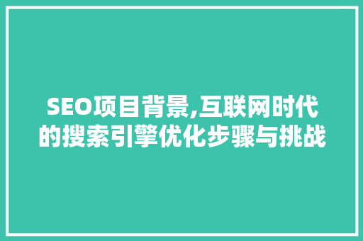 SEO项目背景,互联网时代的搜索引擎优化步骤与挑战