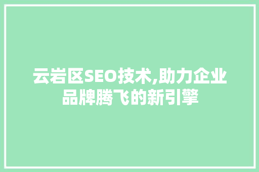 云岩区SEO技术,助力企业品牌腾飞的新引擎