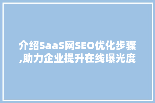 介绍SaaS网SEO优化步骤,助力企业提升在线曝光度