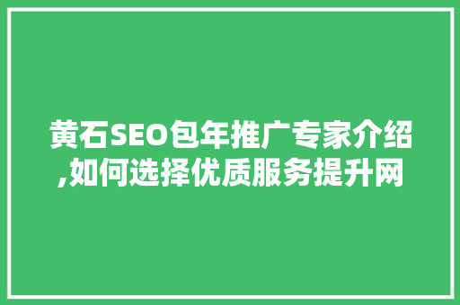 黄石SEO包年推广专家介绍,如何选择优质服务提升网站排名
