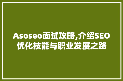 Asoseo面试攻略,介绍SEO优化技能与职业发展之路
