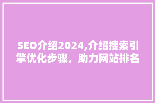SEO介绍2024,介绍搜索引擎优化步骤，助力网站排名攀升