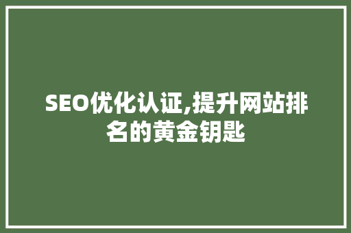 SEO优化认证,提升网站排名的黄金钥匙